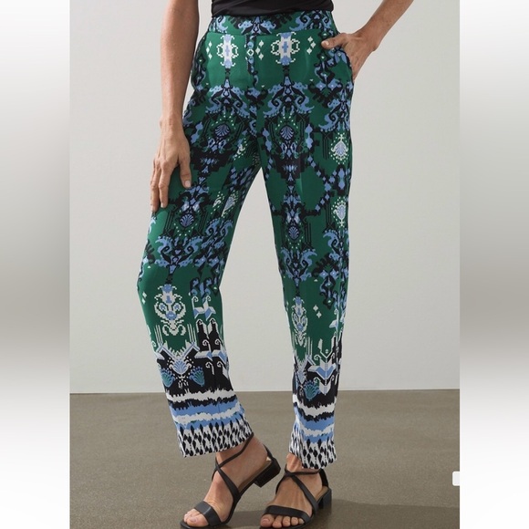 Chicos Ikat Wide Leg Soft Crops - Picture 2 of 13